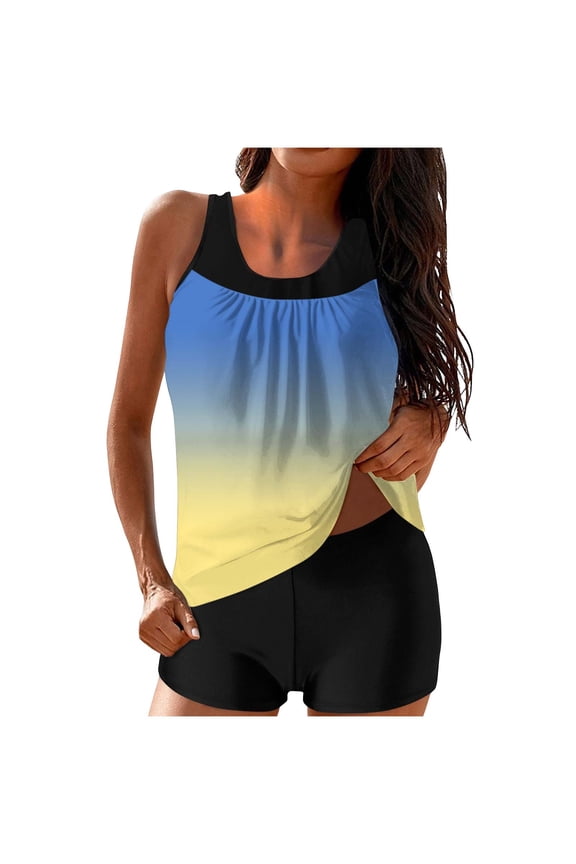 Women's Gradient Spaghetti Strap Loose Cover Up Lightweight Material Comfortable Design Beach Casual Wear Yellow S