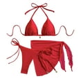 thumbnail image 1 of JSGEK Women's Halter Tie Swim Skirt Bikini Set Adjustable Straps Lightweight Material Beach Pool Wear Red L, 1 of 4