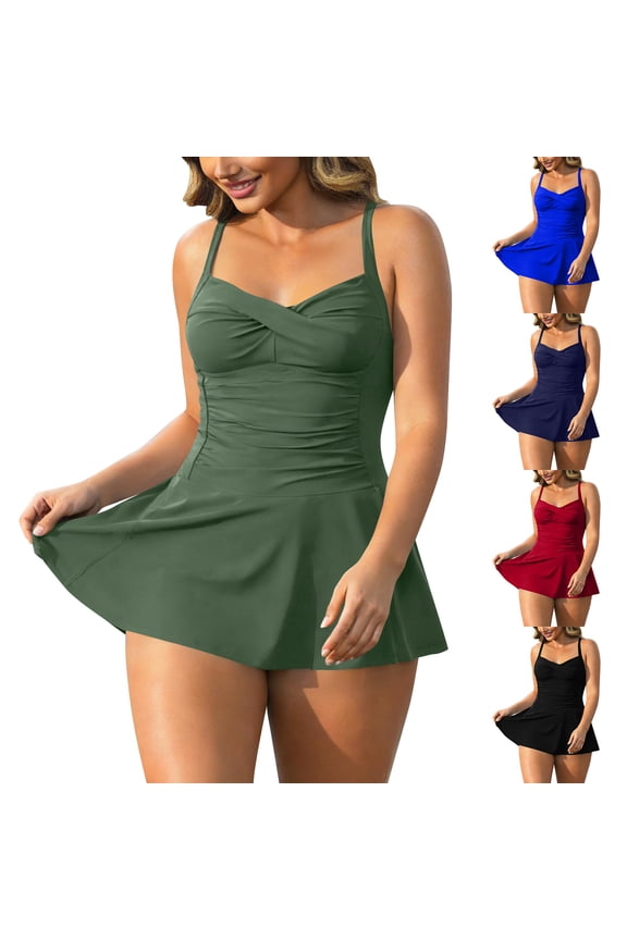 Women's One Piece Swimsuit Wirefree Design Slimming Fit Bare Back V-Neck Ruffled Edges Beach Vacation Black L