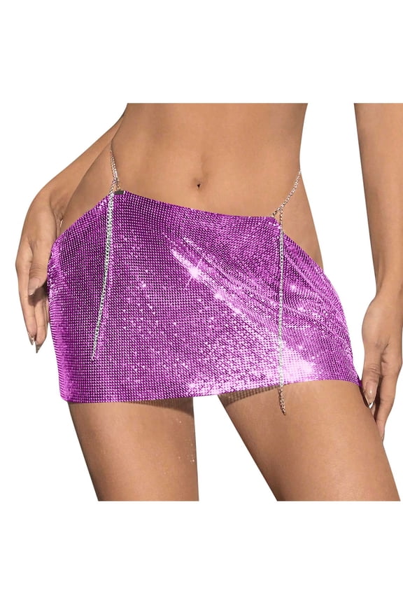 Women's PVC Leather Shiny Metallic Short Mini Skirt Night Club Bodycon Tight Dress Pink Free Size