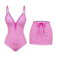 thumbnail image 1 of JSGEK Women's Plaid Bikini Swim Skirt Cover Up Set Versatile Design Comfortable Fabric Beach Pool Wear Pink M, 1 of 7