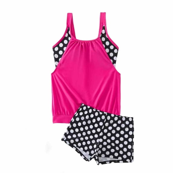 JSGEK Women's Polka Dot Two Piece Swimsuit Adjustable Straps Soft Material Beach Pool Casual Wear Pink S