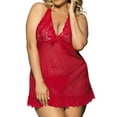 thumbnail image 1 of JSGEK Women's See Through Lingerie Sexy Erotic Lingerie Mesh Lace Camisole Nightwear Pyjamas Babydoll Teddies, Plus Size Red XXXXL, 1 of 5