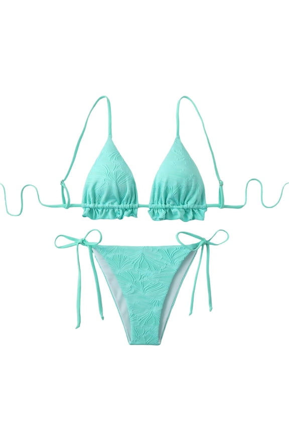 Women's Thin Strap Triangle Bikini Set Adjustable Straps Comfortable Fabric Beach Pool Wear Green M