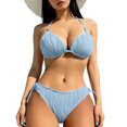 thumbnail image 1 of JSGEK Women's Thin Strap Triangle Bikini Set Adjustable Straps Lightweight Material Beach Pool Wear Blue M, 1 of 4