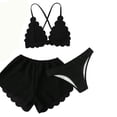 thumbnail image 1 of JSGEK Women's Tie Detail Swim Skirt Bikini Set Versatile Design Lightweight Fabric Beach Vacation Casual Wear Black XL, 1 of 7