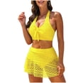 thumbnail image 1 of JSGEK Women's Two Piece Swimsuit Halter Neck Backless Padded Cups Perfect For Beach And Pool Use Premium Premium Yellow XL, 1 of 5