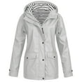 thumbnail image 1 of JSGEK Women's Waterproof Rain Jacket Solid Color Lightweight Outdoor Hooded Raincoat for Hiking Travel Outdoor White XXXXL, 1 of 5