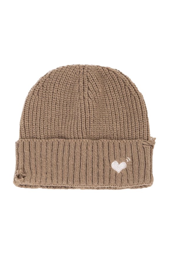 Women's Winter Fashion Ripped Knitted Large Head Circumference Solid Color Pile Hat Knitted Hat Yellow Free Size