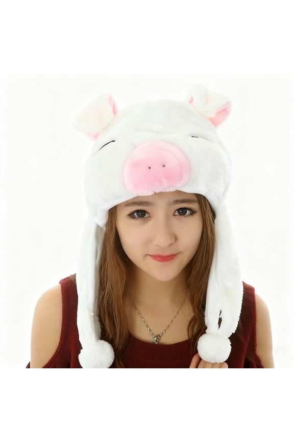 Women's Winter Warm Wool Hat Women's Bear Knitted Hat White Free Size