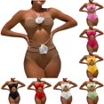 thumbnail image 1 of JSGEK Womens Bandeau One Piece Swimsuit Strapless Design Stretchy Fabric Relaxed Silhouette for Pool Parties Black L, 1 of 10