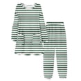 thumbnail image 1 of JSGEK Womens Casual Pajama Sets Short Sleeve Striped Design Soft Fabric Relaxed Silhouette for Home Daily Green L, 1 of 5