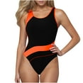 thumbnail image 1 of JSGEK Womens Color Block One Piece Swimsuit Tummy Control Design Lightweight Fabric Relaxed Silhouette for Water Activities Orange XL, 1 of 8