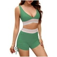 thumbnail image 1 of JSGEK Womens Color Block Tankini Set High Waist Design Breathable Fabric Relaxed Silhouette for Tropical Getaways Green S, 1 of 4
