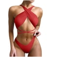 thumbnail image 1 of JSGEK Womens Cross Front Bikini Set Halter Neck Design Breathable Fabric Relaxed Silhouette for Tropical Getaways Red S, 1 of 5