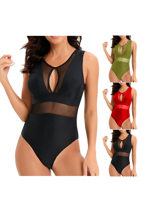 Womens Cutout One Piece Swimsuit V Neck Design Lightweight Fabric Relaxed Silhouette for Cruise Wear Black L