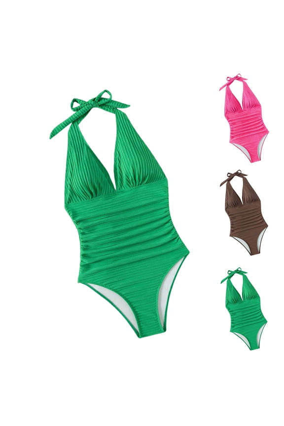 Womens Halter Bikini Top Push Up Design Stretchy Fabric Relaxed Silhouette for Summer Vacations Brown L