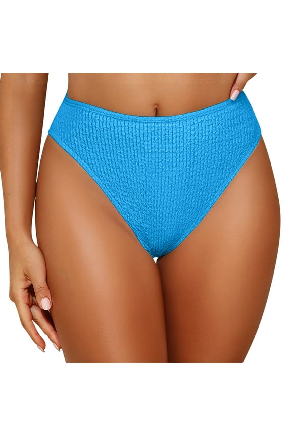 Womens High Cut Bikini Bottoms Seamless Design Stretchy Fabric Relaxed Silhouette for Summer Vacations Blue XXL