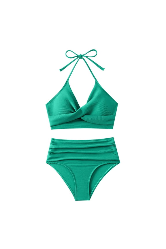 Womens High Cut Bikini Set Seamless Design Quick Dry Fabric Relaxed Silhouette for Tropical Getaways Green L