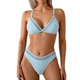 thumbnail image 1 of JSGEK Womens High Cut Bikini Set Triangle Top Design Quick Dry Fabric Relaxed Silhouette for Water Activities Blue L, 1 of 9