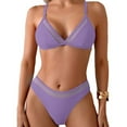 thumbnail image 1 of JSGEK Womens High Cut Bikini Set Triangle Top Design Quick Dry Fabric Relaxed Silhouette for Water Activities Purple XL, 1 of 9