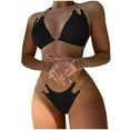thumbnail image 1 of JSGEK Womens High Cut Bikini Set Triangle Top Design Soft Fabric Relaxed Silhouette for Beach Getaways Black S, 1 of 5