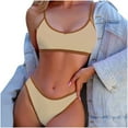 thumbnail image 1 of JSGEK Womens High Waisted Bikini Set Contrast Trim Design Stretchy Fabric Relaxed Silhouette for Summer Vacations Yellow XL, 1 of 3