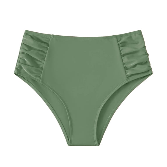 JSGEK Womens High Waisted Swim Bottoms Full Coverage Design Quick Dry Fabric Relaxed Silhouette for Summer Vacations Green L