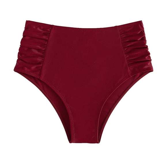 JSGEK Womens High Waisted Swim Bottoms Full Coverage Design Quick Dry Fabric Relaxed Silhouette for Summer Vacations Red M