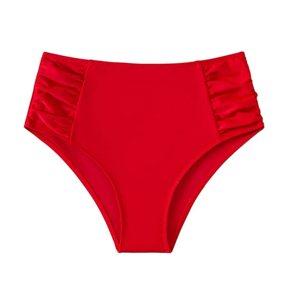 JSGEK Womens High Waisted Swim Bottoms Full Coverage Design Quick Dry Fabric Relaxed Silhouette for Summer Vacations Red S