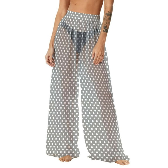 JSGEK Womens Linen Blend Swim Cover Up Pants Drawstring Waist Design Soft Fabric Relaxed Silhouette for Tropical Getaways Silver M