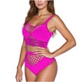 thumbnail image 1 of JSGEK Womens Lingerie Set Lace Fishnet Babydoll Bodysuit Two Piece Nightwear Sexy See Through Outfits Suits Pink Free Size, 1 of 2