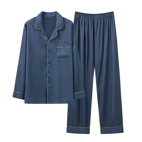 JSGEK Womens Long Sleeve Pajama Sets Collar Design Soft Fabric Relaxed Silhouette for Home Leisure Blue L