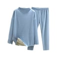 thumbnail image 1 of JSGEK Womens Long Sleeve Pajama Sets Round Neck Design Light Fabric Relaxed Silhouette for Home Relaxation Blue L, 1 of 3