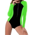 thumbnail image 1 of JSGEK Womens Long Sleeve Rash Guard One Piece Swimsuit UPF 50+ Design Breathable Fabric Relaxed Silhouette for Water Sports Green M, 1 of 8