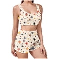 thumbnail image 1 of JSGEK Womens Patterned Pajama Sets Sleeveless Design Soft Fabric Relaxed Silhouette for Home Leisure Beige M, 1 of 6