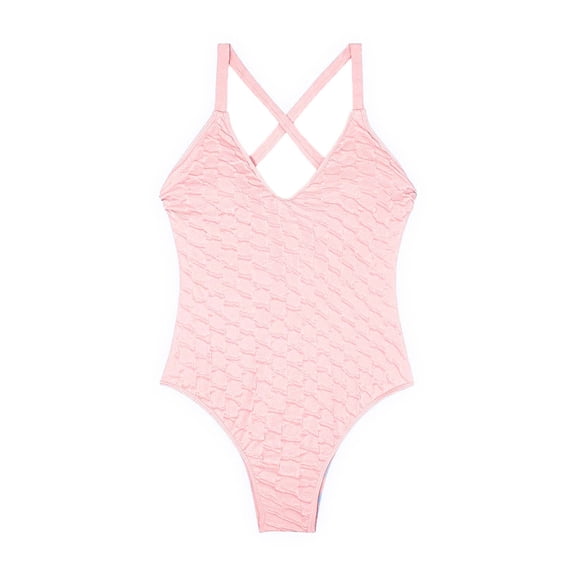 JSGEK Womens Polka Dot One Piece Swimsuit V Neck Design Soft Fabric Relaxed Silhouette for Tropical Getaways Pink XL