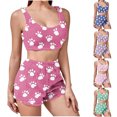 thumbnail image 1 of JSGEK Womens Printed Pajama Sets Sleeveless Design Soft Fabric Relaxed Silhouette for Home Relaxation Blue L, 1 of 7