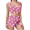 thumbnail image 1 of JSGEK Womens Printed Pajama Sets Sleeveless Design Soft Fabric Relaxed Silhouette for Home Relaxation Pink M, 1 of 6
