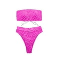 thumbnail image 1 of JSGEK Womens Ribbed Bandeau Bikini Set High Waist Design Stretchy Fabric Relaxed Silhouette for Beach Getaways Pink L, 1 of 6