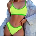 thumbnail image 1 of JSGEK Womens Ribbed Bikini Set Bralette Top Design Breathable Fabric Relaxed Silhouette for Water Activities Green M, 1 of 3