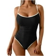 thumbnail image 1 of JSGEK Womens Ribbed One Piece Swimsuit Square Neck Design Stretchy Fabric Relaxed Silhouette for Beach Getaways Black XL, 1 of 6