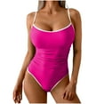 thumbnail image 1 of JSGEK Womens Ribbed One Piece Swimsuit Square Neck Design Stretchy Fabric Relaxed Silhouette for Beach Getaways Pink S, 1 of 6