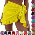 thumbnail image 1 of JSGEK Womens Ruffle Hem Swim Cover Up Skirt Tie Side Design Sheer Fabric Relaxed Silhouette for Beach Getaways Beige Free Size, 1 of 3