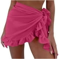 thumbnail image 1 of JSGEK Womens Ruffle Hem Swim Cover Up Skirt Tie Side Design Sheer Fabric Relaxed Silhouette for Beach Getaways Pink Free Size, 1 of 2