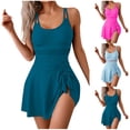 thumbnail image 1 of JSGEK Womens Ruffle Hem Tankini Dress Built In Bra Design Quick Dry Fabric Relaxed Silhouette for Beach Getaways Green L, 1 of 10