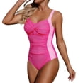 thumbnail image 1 of JSGEK Womens Ruffled One Piece Swimsuit Sweetheart Neck Design Breathable Fabric Relaxed Silhouette for Pool Parties Pink S, 1 of 5