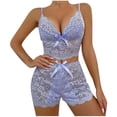 thumbnail image 1 of JSGEK Womens Satin Pajama Sets Sleeveless Lace Design Smooth Fabric Relaxed Silhouette for Home Leisure Purple S, 1 of 4