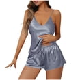 thumbnail image 1 of JSGEK Womens Satin Pajama Sets Sleeveless V Neck Design Smooth Fabric Relaxed Silhouette for Home Daily Gray S, 1 of 4
