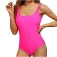 thumbnail image 1 of JSGEK Womens Scoop Neck One Piece Swimsuit Full Coverage Design Quick Dry Fabric Relaxed Silhouette for Pool Parties Pink L, 1 of 2